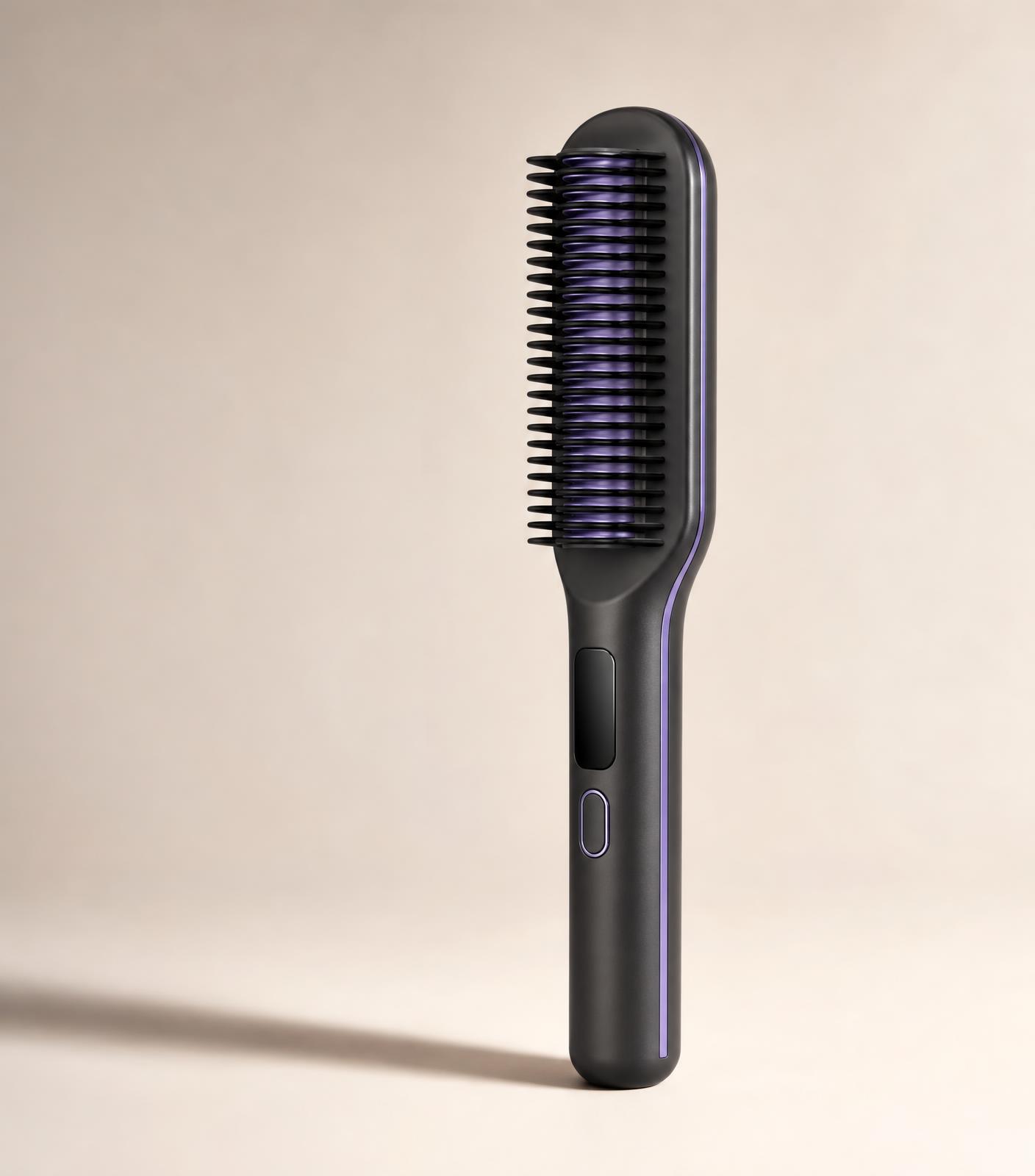 The Rushbrush portable straightening brush, front view